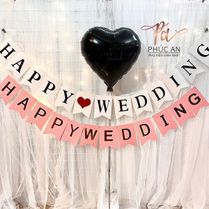 Dây treo đám cưới, kỷ niệm chữ happy wedding trang trí tiệc