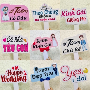 Bảng cầm tay sinh nhật - bảng cầm tay đám cưới - bảng hashtag cầm tay dễ thương 30cm