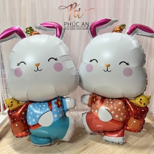 Bong bóng kiếng hình thỏ đeo cặp 100cm dễ thương trang trí sinh nhật HPBD