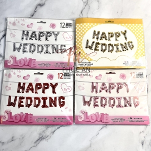 Bóng kiếng Happy Wedding trang trí đẹp dành cho tiệc kỷ niệm ngày cưới anniversay