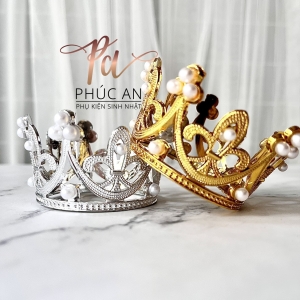 Vương miện nhỏ kim loại trang trí bánh kem HPBD
