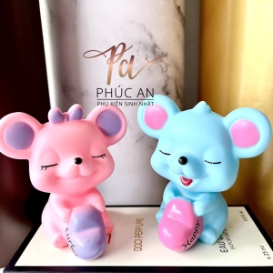 Cặp chuột trang trí bánh kem HPBD dễ thương