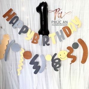 Dây chữ happy birthday vải nỉ hàn quốc trang trí sinh nhật HPBD