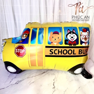 Bóng kiếng nhôm 75cm xe bus trang trí sinh nhật HPBD