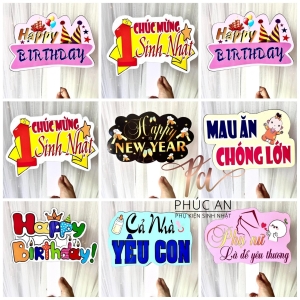 [Ảnh thật] Bảng cầm tay sinh nhật - bảng cầm tay đám cưới - bảng hashtag cầm tay dễ thương 30cm