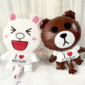 Bóng kiếng nhôm 40cm gấu nâu gấu trắng dễ thương trang trí sinh nhật happy birthday