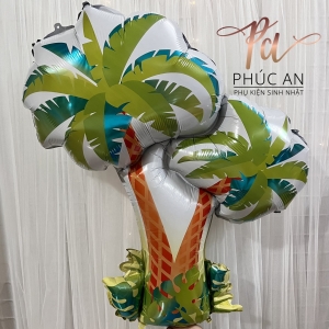 Bong bóng kiếng tráng nhôm cây dừa đôi trang trí sinh nhật happy birthday