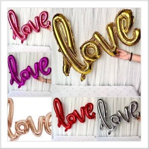 Bóng kiếng nhôm 65cm chữ LOVE dính liền trang trí lung linh