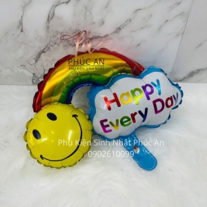 Bóng kiếng nhôm 45-60cm hình cầu vòng HPBD trang trí sinh nhật