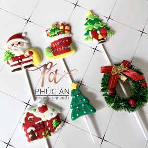 Topper que cắm trang trí bánh sinh nhật Noel Giáng Sinh